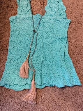 Long Beaded and Fringe Knot Necklace